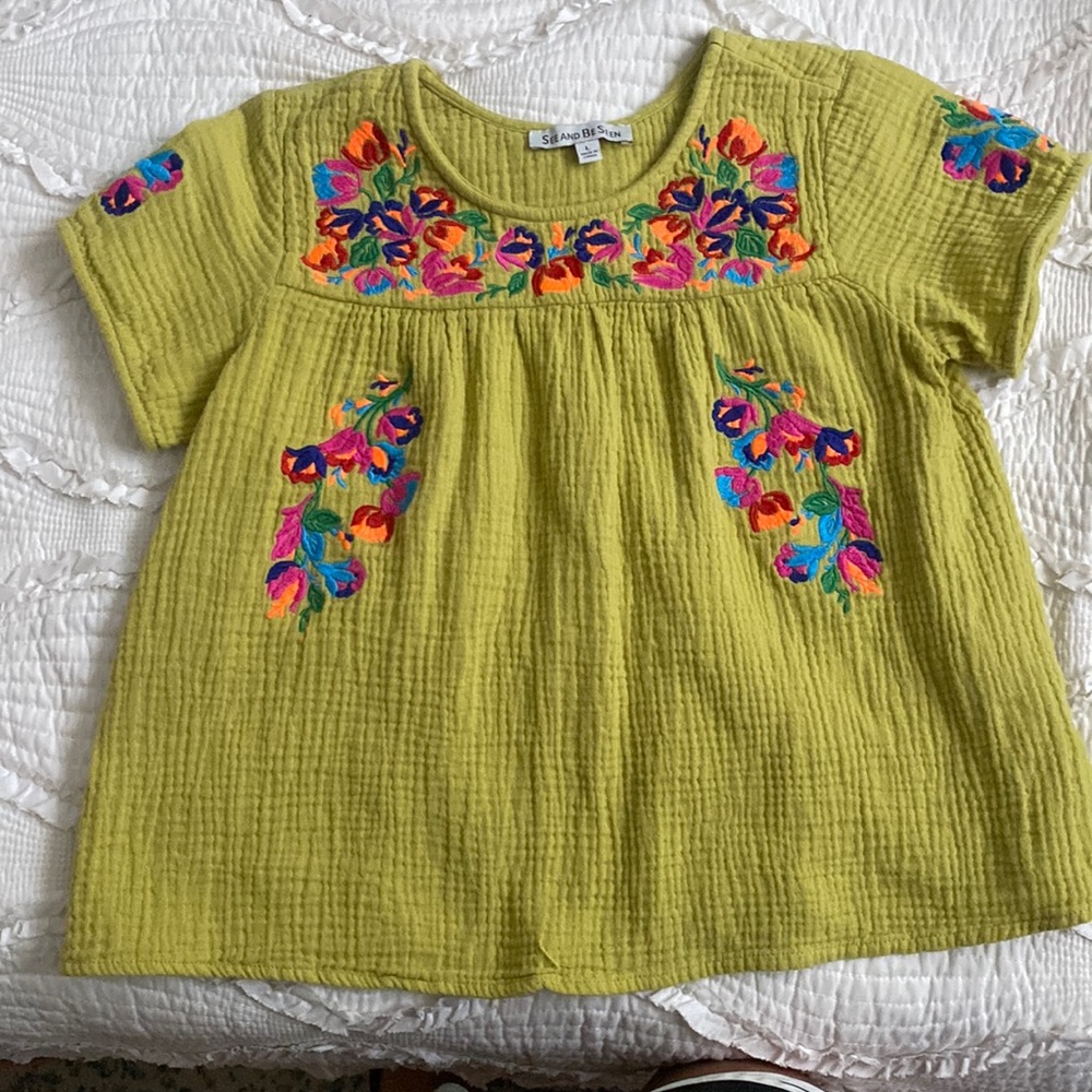 Green Embroidered Top